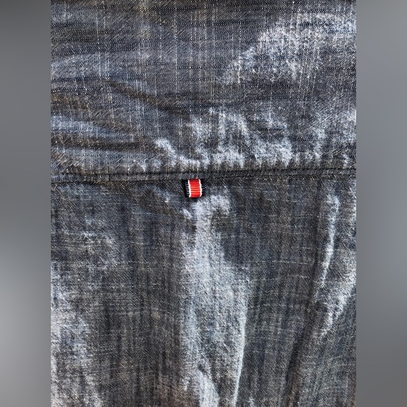 INDUSTRY-Slim fit linen-denim look short sleeve button down shirt. Size L. - Picture 8 of 11